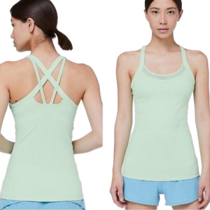 Lululemon Size 8 Rally Your Heart Tank in citra lime Yoga Criss Cross Back